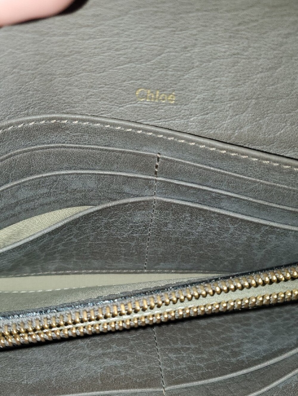 Chloe Taupe Leather Envelope Wallet with Gold-Tone Clasp - Picture 11 of 13